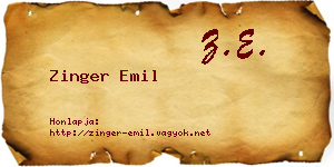 Zinger Emil névjegykártya